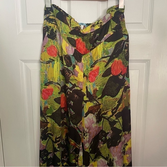 Anthropologie Leifnotes Blurred Dahlia Floral Wide Leg Pants 12 - Picture 3 of 8